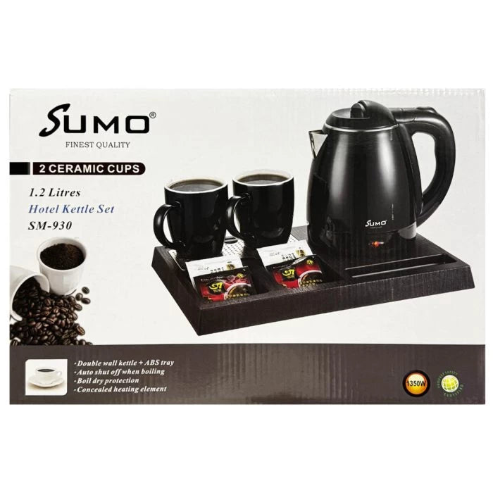 Sumo Hotel Kettle Set 1.2L With 2 Ceramic Cups 1350w Sumo Hotel Kettle Set 1.2L With 2 Ceramic Cups 1350w